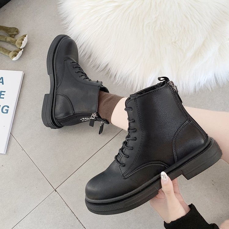 Giày bốt cổ cao có 2 dây đen