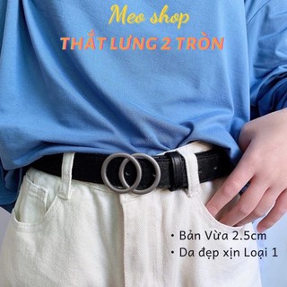 Dây nịt 2 HÌNH TRÒN Nam Nữ Unisex độc đáo - THẮT LƯNG TRÒN ĐÔI NAM NỮ DA CAO CẤP SIÊU DÀY ĐẸP BẢN VỪA DÂY ĐEN ! ✔️