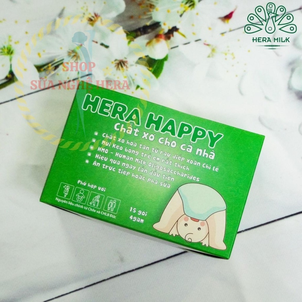 Chất Xơ Hòa Tan HERA Happy CX03 - Chất Xơ Cho Cả Gia Đình - Bổ Sung Chất Xơ - Hỗ Trợ Táo Bón  (2 HỘP =30 GÓI)