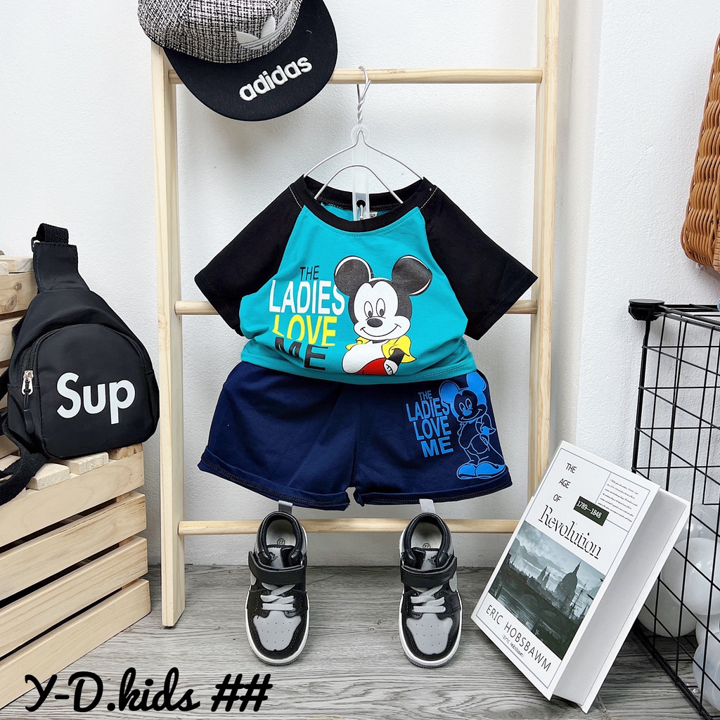 BOT14 - Bộ bé trai, bộ cộc tay bé trai, chất cottonin hình micky từ 8-21kg