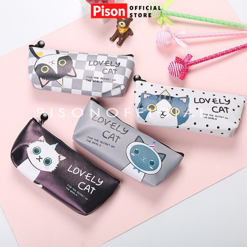 Hộp bút silicon hình Lovely cat Pison, bao bút họa tiết dễ thương 21*8*2cm – SP0001 – 1 cái