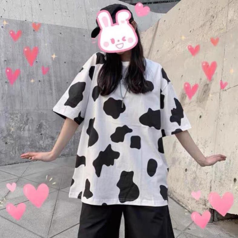 Áo thun bò sữa ulzzang form rộng unisex nam nữ màu trắng, hồng,xám - Áo phông oversize tay lở  ྇ ་