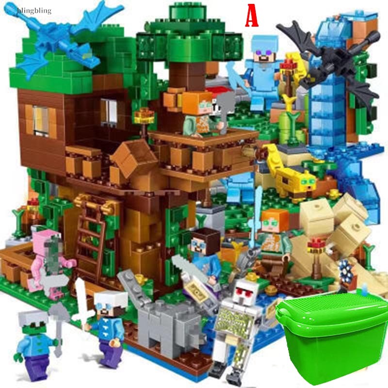 Bộ xếp hình lego hình ngôi làng rừng cây núi nông trại