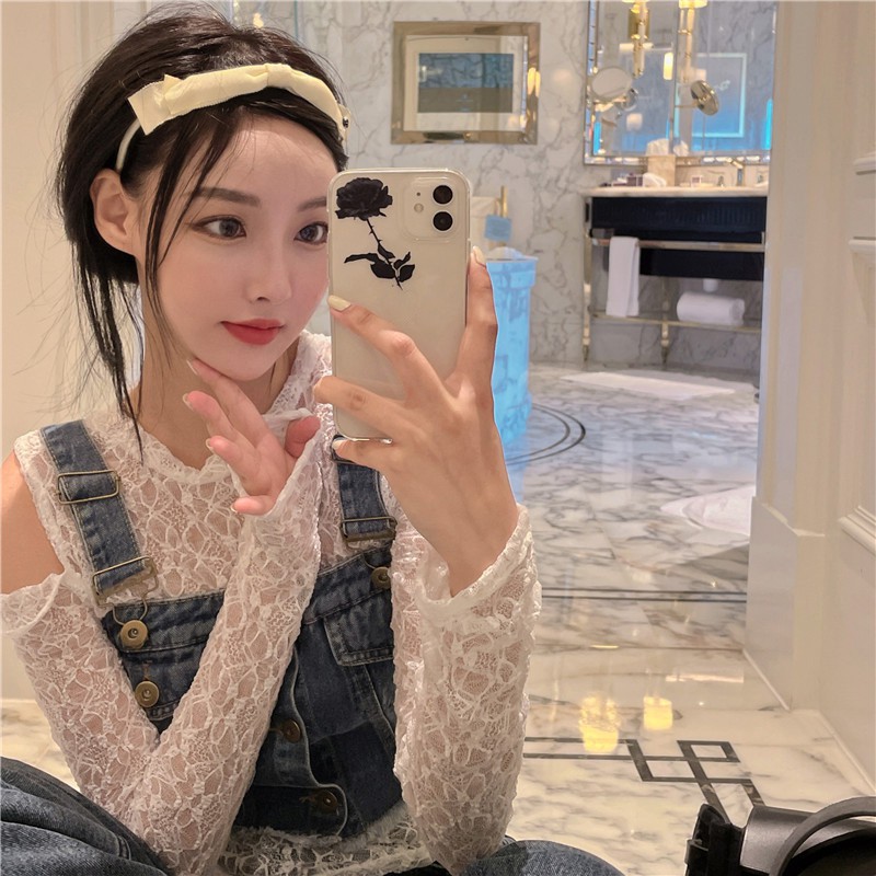 SET ÁO REN DÀI TAY VẠT CHÉO + ÁO DENIM HAI DÂY NỮ CÁ TÍNH ULZZANG AK307