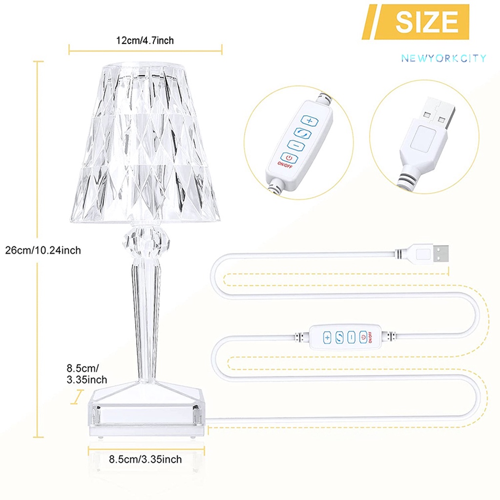 Đèn Pha Lê Cảm Ứng Trong Suốt Tinh Tế 2W Cho Phòng Ngủ