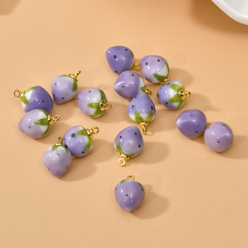 Mặt Vòng cổ / Vòng Đeo Tay / Khuyên Tai Hình Trái Dâu Bằng Gốm Sứ diy 2023