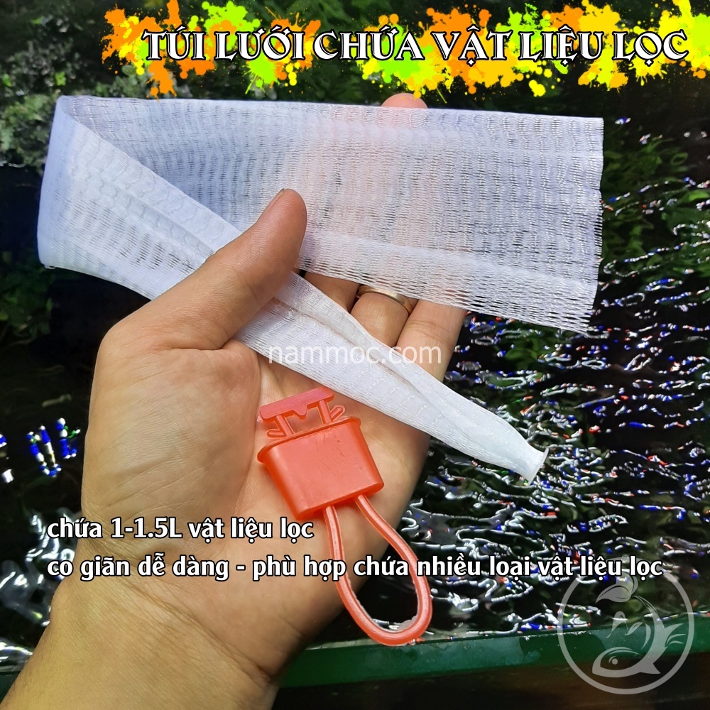 Túi Lưới Chứa Vật Liệu Lọc Hồ Cá Cảnh, Thuỷ Sinh (túi kèm khoá gài)
