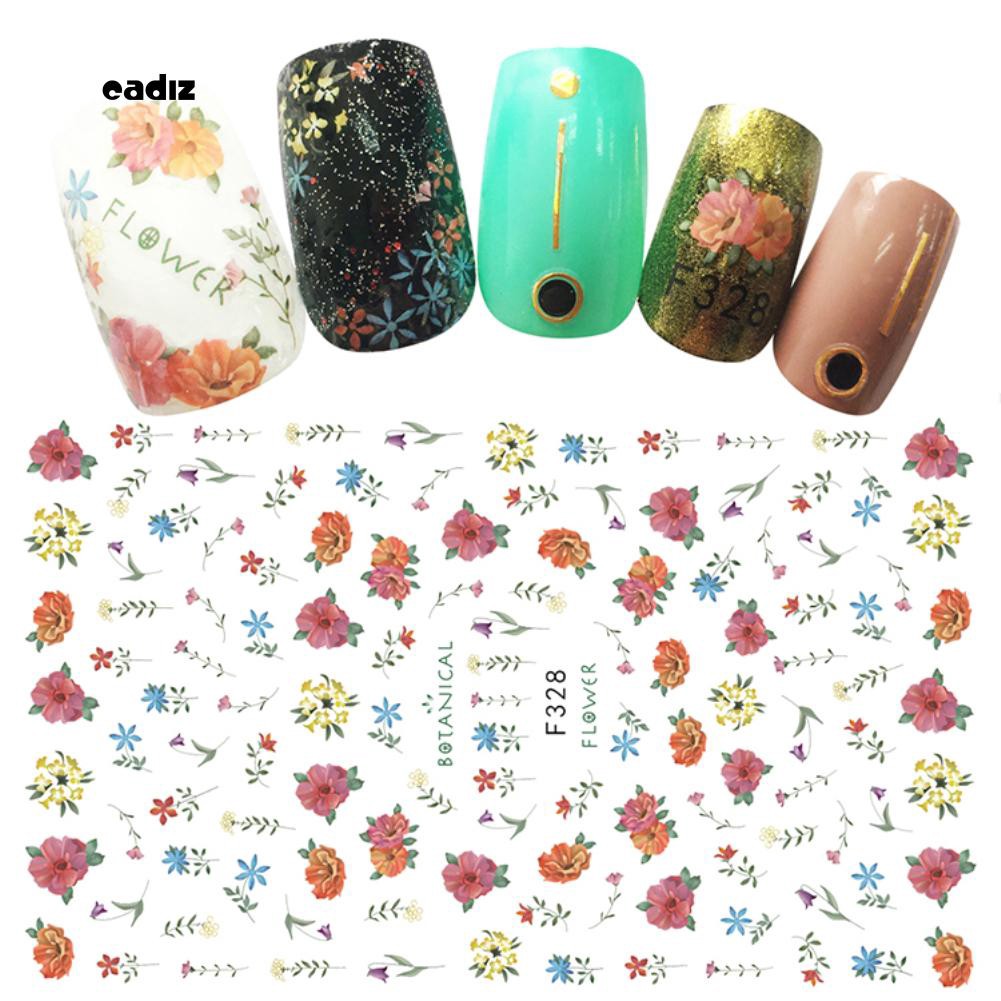 Tấm miếng dán trang trí móng tay nghệ thuật họa tiết hoa lá trái cây xinh xắn thời trang