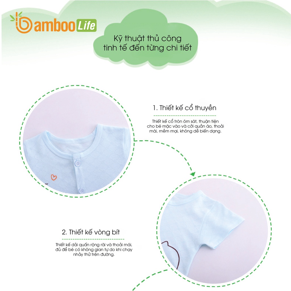 Bộ áo liền quần trẻ em sợi tre Bamboo Life BL109 bodysuit mềm mịn, kháng khuẩn, thấm hút an toàn cho da bé