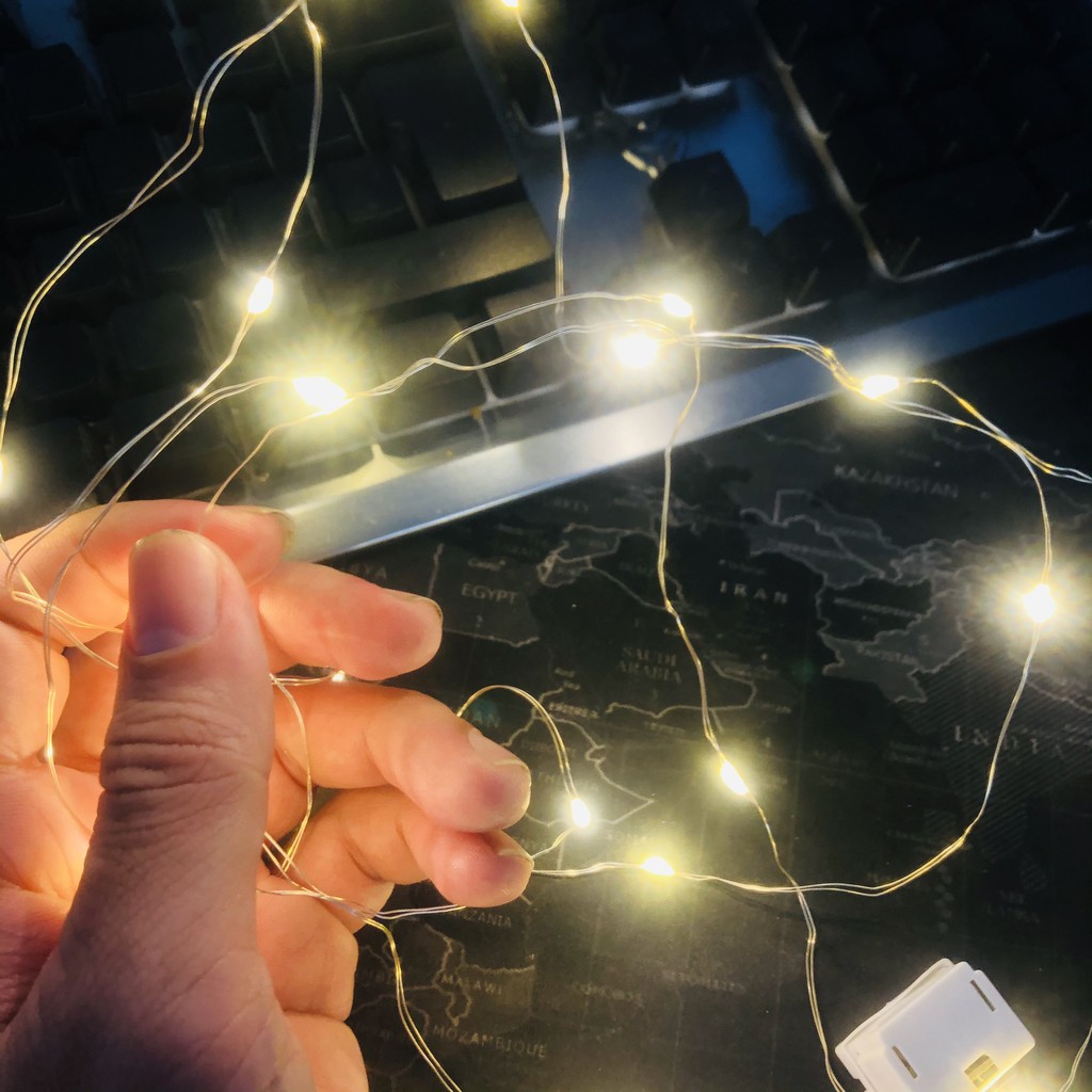 Dây đèn led đom đóm, đèn fairylight dài 1m 10 bóng và dài 2m 20 bóng dùng pin và USB