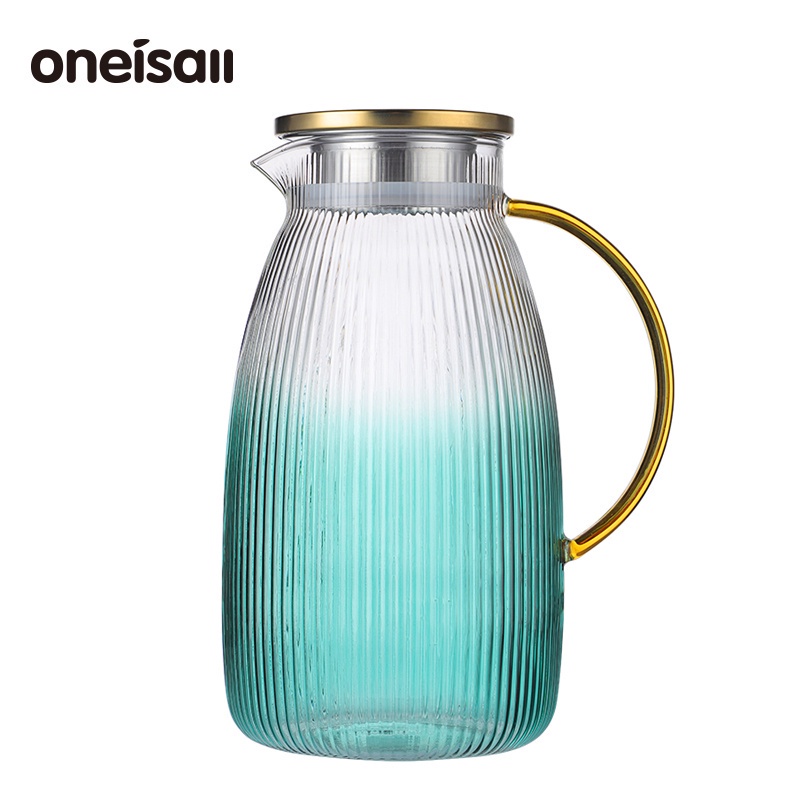 Set ấm tách gia đình ONEISALL uống trà/nước lạnh bằng thủy tinh dung tích lớn 2000ml phong cách Bắc Âu