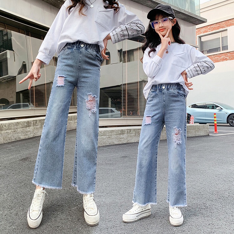 Quần Jeans Rách Ống Rộng 170