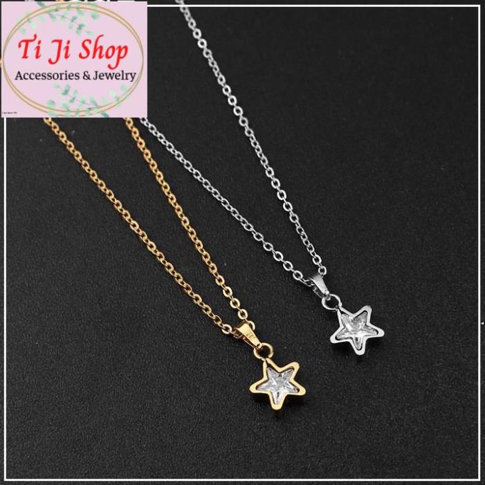 DÂY CHUYỀN NỮ INOX NGÔI SAO MẠ VÀNG ĐÍNH XOÀN - siêu đẹp,
