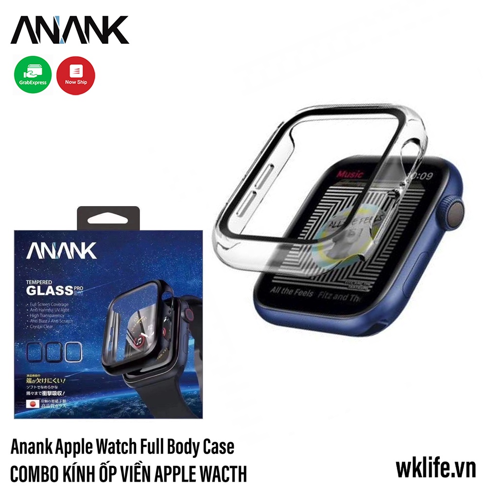 Ốp Viền Apple Watch Anank Kèm Kính Cường Lực Chống Vỡ Màn Hình