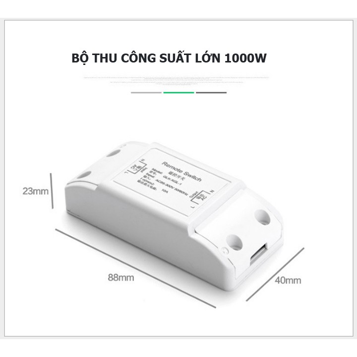 Công tắc không dây gắn tường điều khiển từ xa rf 2 cổng (học lệnh tần số 433mhz) - DHDT