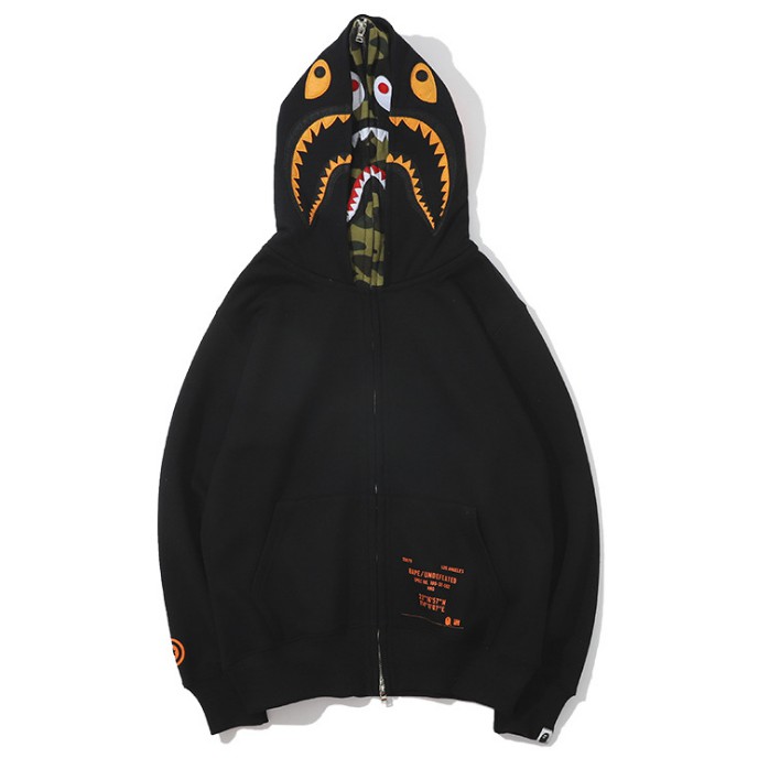 BAPE UNDEFEATED Áo Khoác Hoodie Họa Tiết Rằn Ri In Hình Cá Mập Độc Đáo