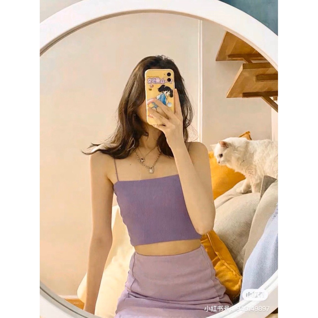 Áo 2 dây màu tím siêu hot hit nổi bần bật cực hot màu trend