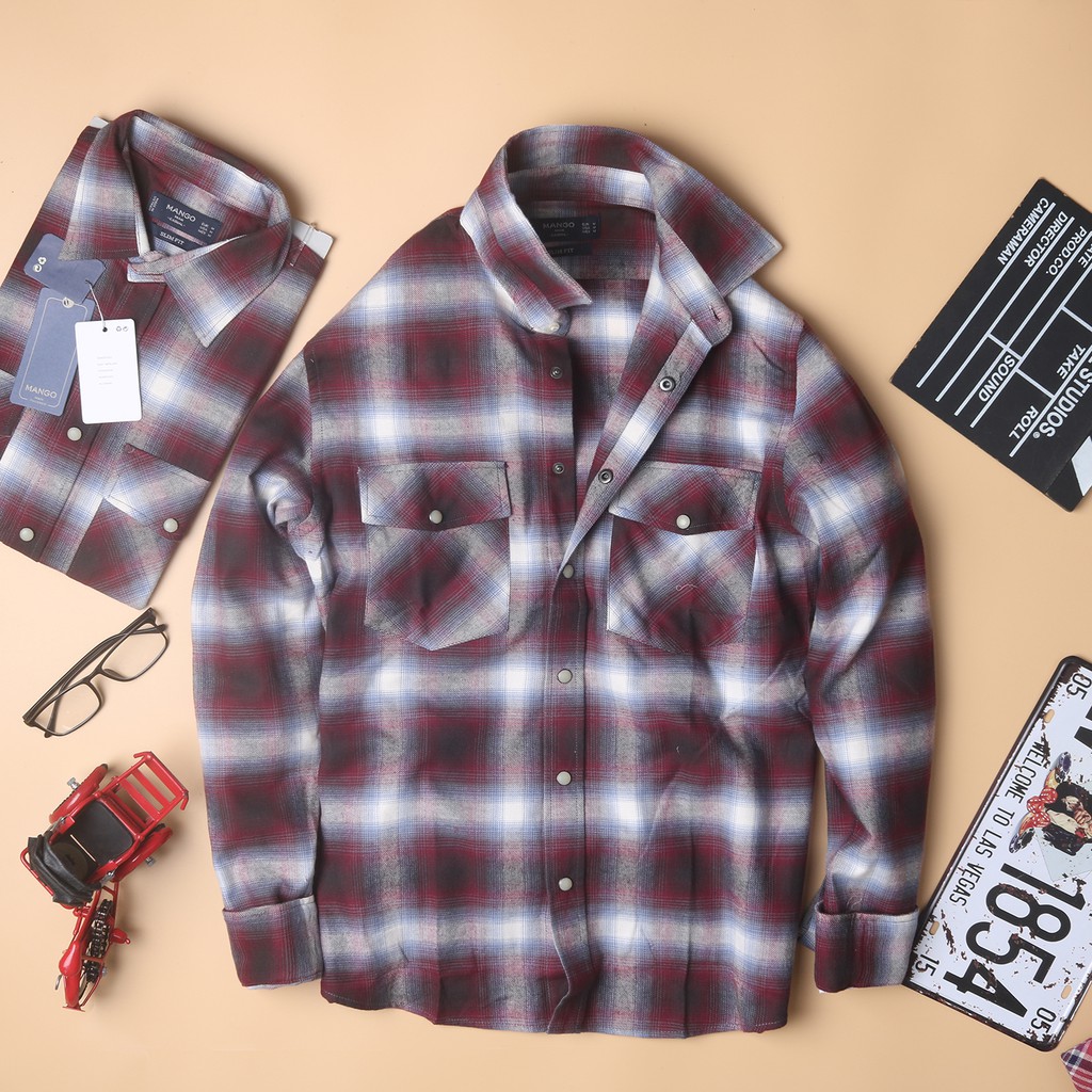 Sơ mi dạ nam VNXK chất vải mềm cúc bấm khuy ngọc đẹp rẻ | BigBuy360 - bigbuy360.vn