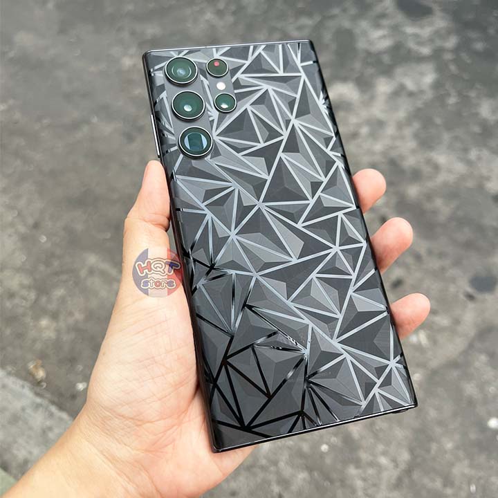 Miếng dán mặt lưng 3D vân kim cương cho S22 Ultra / S22 Plus / S22 trong suốt