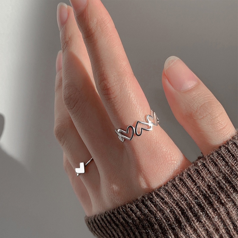 Bộ hai nhẫn đeo tay hình trái tim phong cách Hàn Quốc thời trang cho nữ