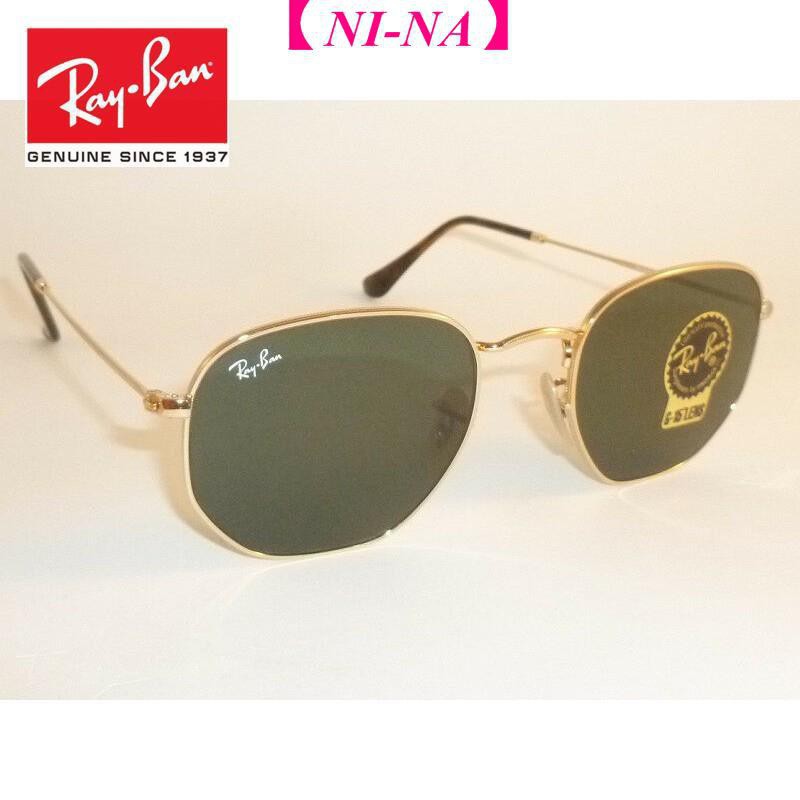 (Hàng Mới Về) Kính Râm Ray Ban Đêm Gọng Lục Giác Dẹt Màu Vàng 3548n 001 G-15 51mm