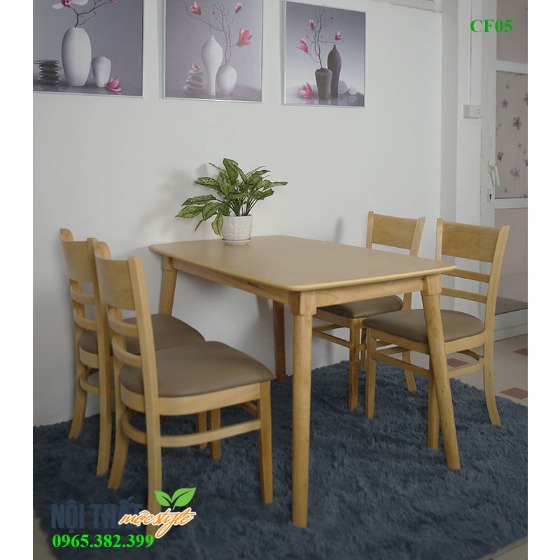 Bộ bàn ăn Cabin CF12 màu tự nhiên phong cách Hàn Quốc dành cho 4 người hoặc 6 người giá rẻ