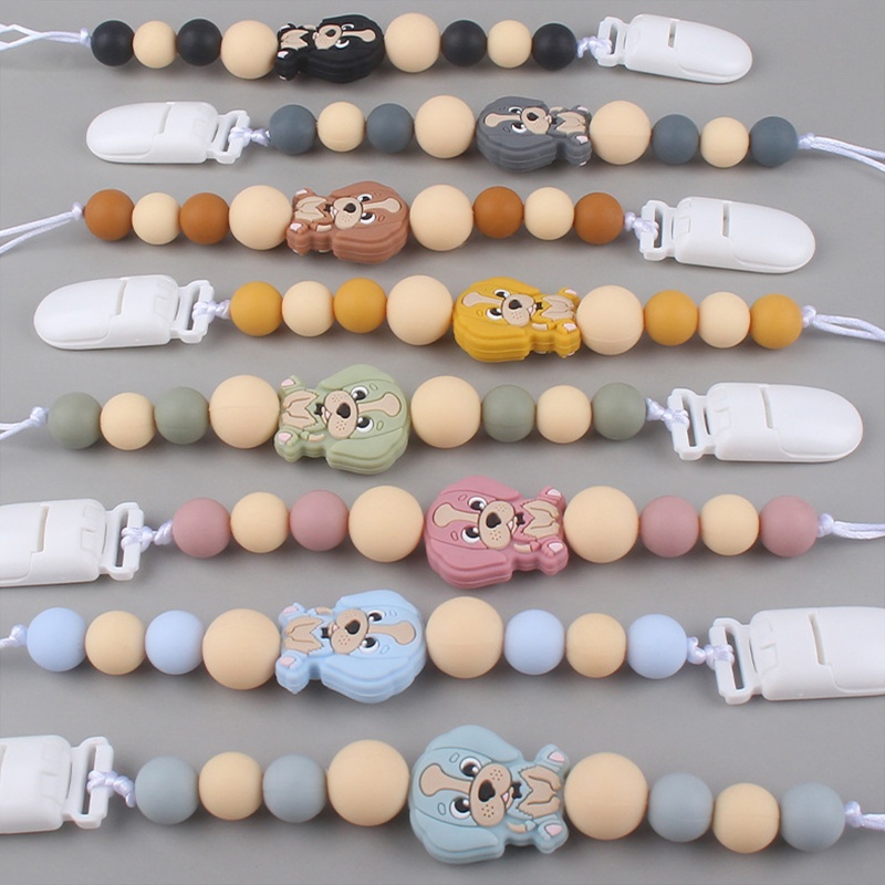 Giá Đỡ Núm Vú Giả Ngậm Mọc Răng Bằng Silicon Hình Chú Chó Dễ Thương Cho Bé Sơ Sinh