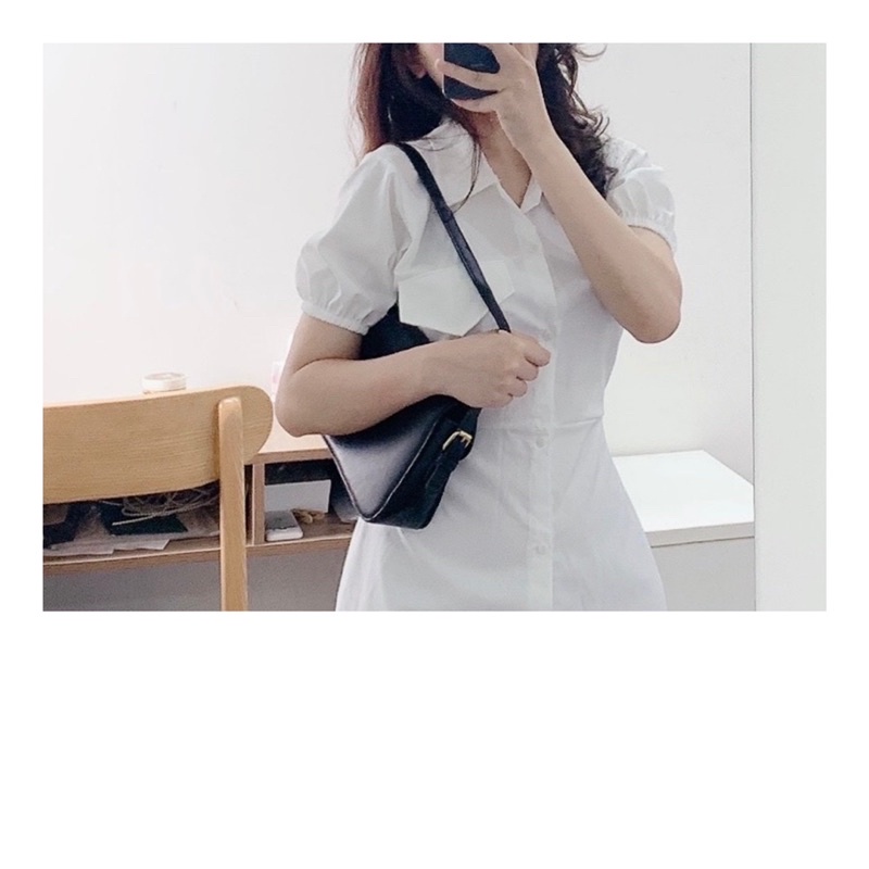 Váy trắng, váy/đầm sơ mi nữ trắng thắt eo sexy, dáng chữ A tay phồng hở lưng mùa hè mặc đi chơi, đi biển | BigBuy360 - bigbuy360.vn