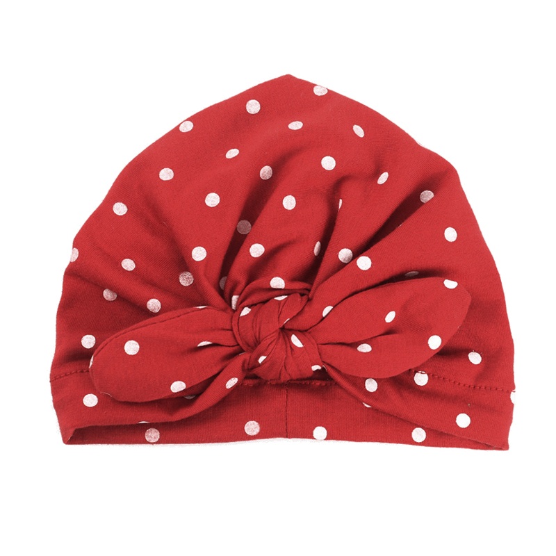 Mũ Trùm Đầu Vải Cotton Mềm Thắt Nơ Họa Tiết Chấm Bi Phong Cách Bohemian Dành Cho Bé Gái