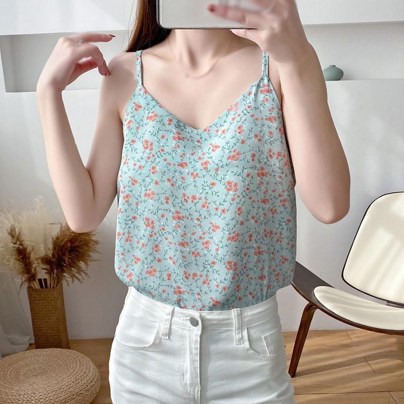 Áo Voan Hai Dây Họa Tiết Hoa Phong Cách Hàn Quốc Dành Cho Nữ