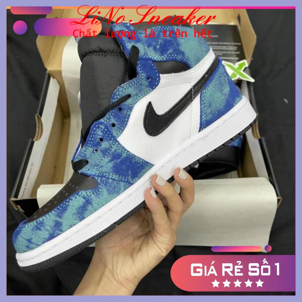 [LiNoShop] Giày jordan 1 xanh loang cao cổ -  High Tie Dye [Cao cấp][full size] [HàngThật][GiáThật][Video+ẢnhThật]