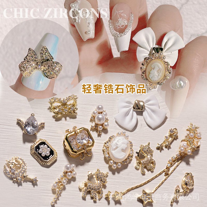 Có Sẵn Giá Bán Sỉ Phụ Kiện Kim Cương Giả Kim Cương Hình Nơ Kỳ Lân Vàng Kim Cương Nhiều Màu Sắc Làm Móng Nghệ Thuật