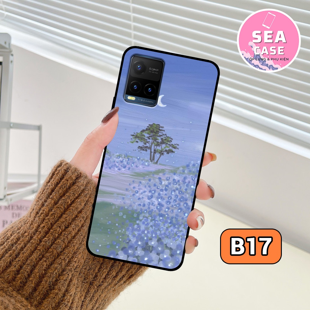 Ốp lưng VIVO Y21/ Y21S hình hoa vintage,basic,nhẹ nhàng – ốp nhựa chống trầy,chống va đập