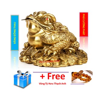 Thiềm Thừ hay cóc 3 chân bé bằng đồng thau nặng 400 g cao 7cm - Phong thuỷ Tài lộc – May mắn – Bình an