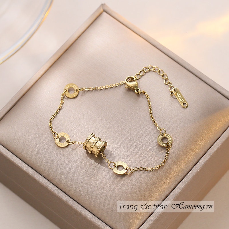 Lắc tay titan nữ không gỉ mạ vàng 18k thiết kế đơn giản thời trang phong cách ins hàn quốc