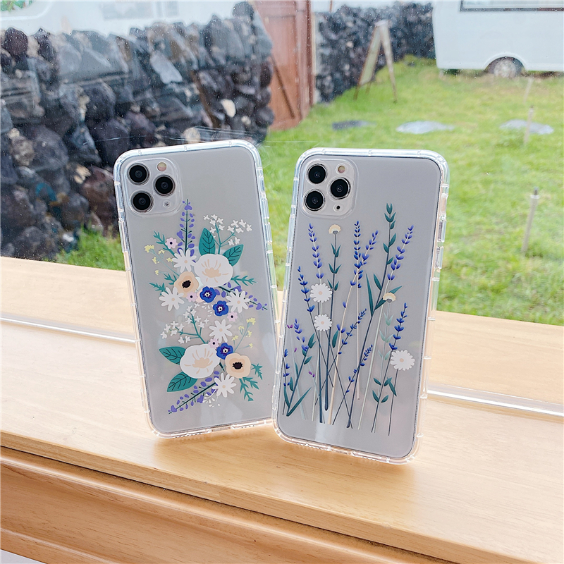 Summer fresh Huawei nova6se/nova7i mobile phone case nova7se nova3i transparent soft cover Lavender flower all-inclusive anti-drop  nova5T female nova4e/p30lite shockproof  fashion mobile phone case