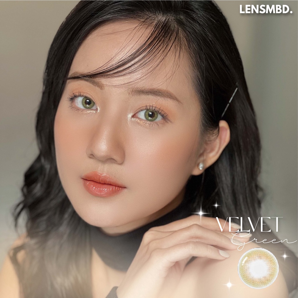 LENS KÍNH ÁP TRÒNG NỘI ĐỊA TRUNG XANH RÊU TÂY SÁNG VỪA VELVET GREEN LENSMBD X DOUYIN
