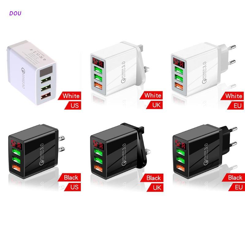 Cốc Sạc Nhanh 3 Cổng Usb 3.0 Có Màn Hình Hiển Thị Led