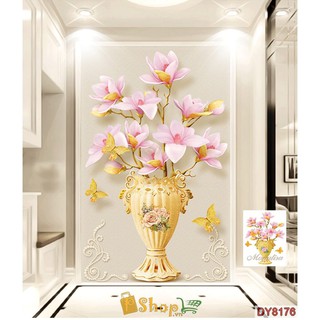 Tranh đính đá Bình hoa lan - DY8176 (50x70 cm)
