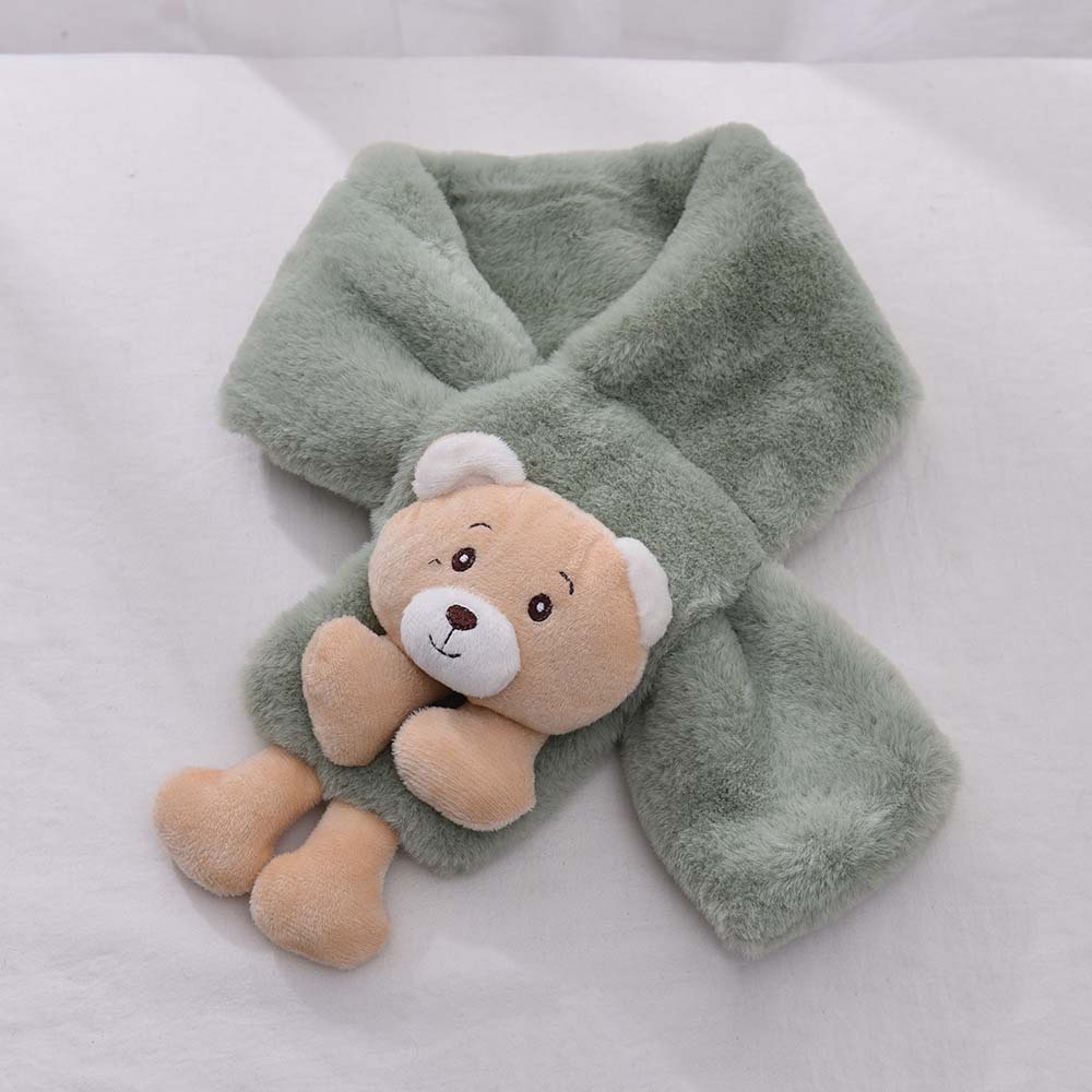 Khăn quàng cổ cho bé gái bé trai, khăn đeo cổ cho bé đính kèm gấu bông đáng yêu