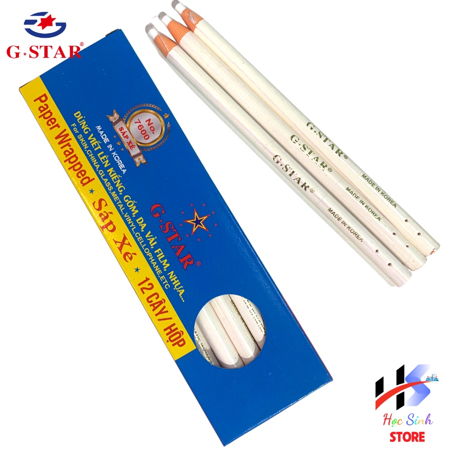 Hộp 12 cây sáp xé Hàn Quốc hiệu GSTAR, mới 100%. (Đỏ - Trắng - Vàng - Xanh - Đen)