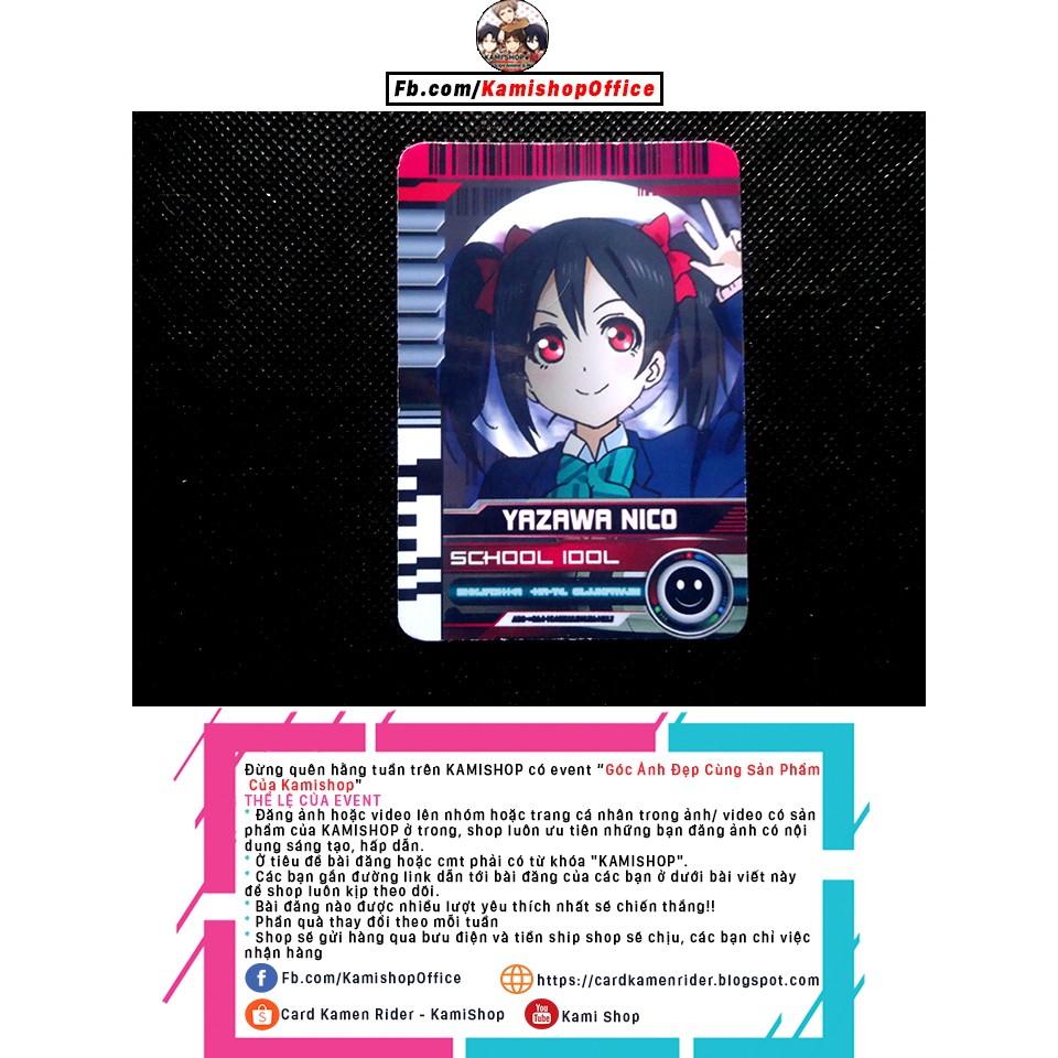 Thẻ Card Kamen Rider School Idol Yazawa Nico