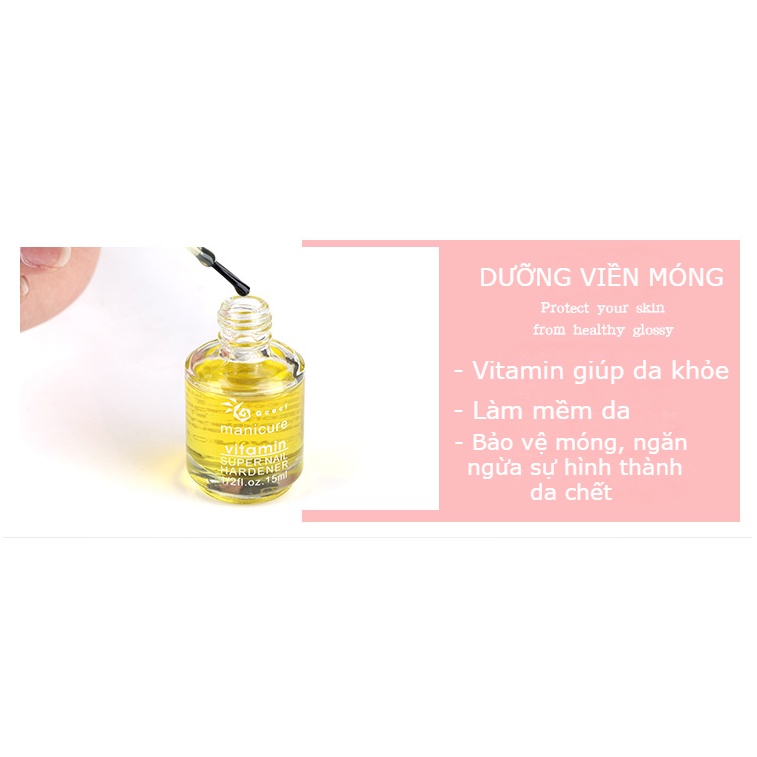 Dưỡng viền móng vitamin Yapas Gcocl 15ml , dầu dưỡng nail tháo móng úp làm mềm ngăn da chết chuyên dụng