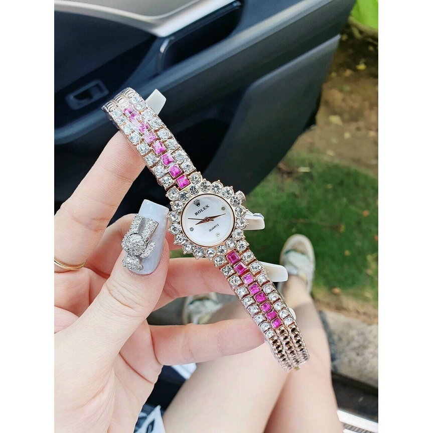 Đồng hồ đeo tay nữ, đồng hồ nữ ROLEX đính full đá cao cấp sáng lấp lánh, siêu sang chảnh, giá rẻ nhất thị trường