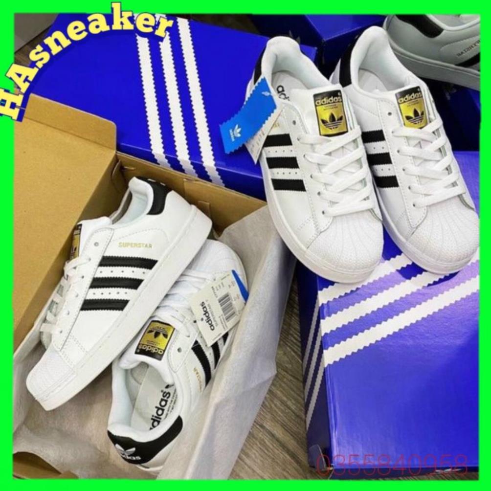 mũi sò màu trắng sọc đen, giày thể thao nam nữ adidas mũi sò vip da thật, full size ! < -