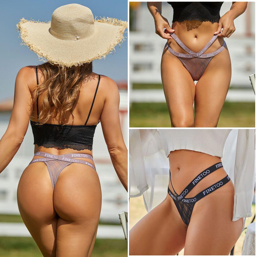 1 Quần Lót Lọt Khe Lưng Thấp Phối Lưới Dây Chéo Gợi Cảm Cho Nữ