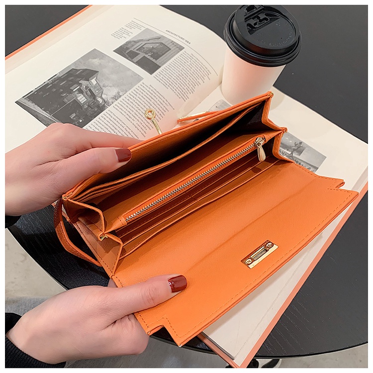 Ví Dài Đựng Thẻ Có Khóa Họa Tiết Vỏ Quả Vải Thời Trang Âu Mỹ Dành Cho Nữ