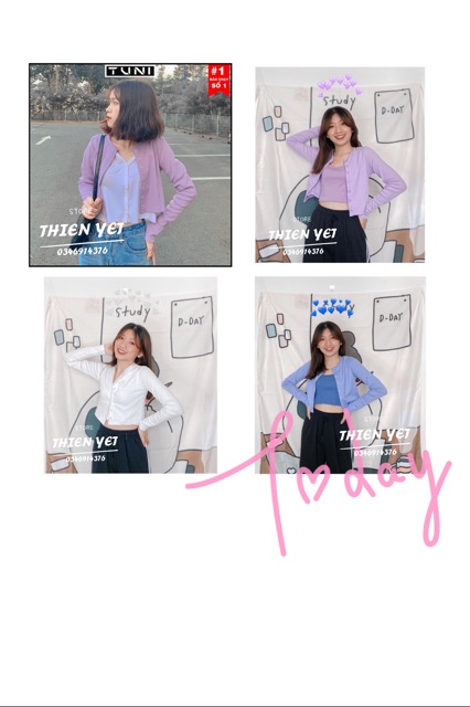Áo croptop YAN CỔ TIM TAY DÀI NÚT NỮ