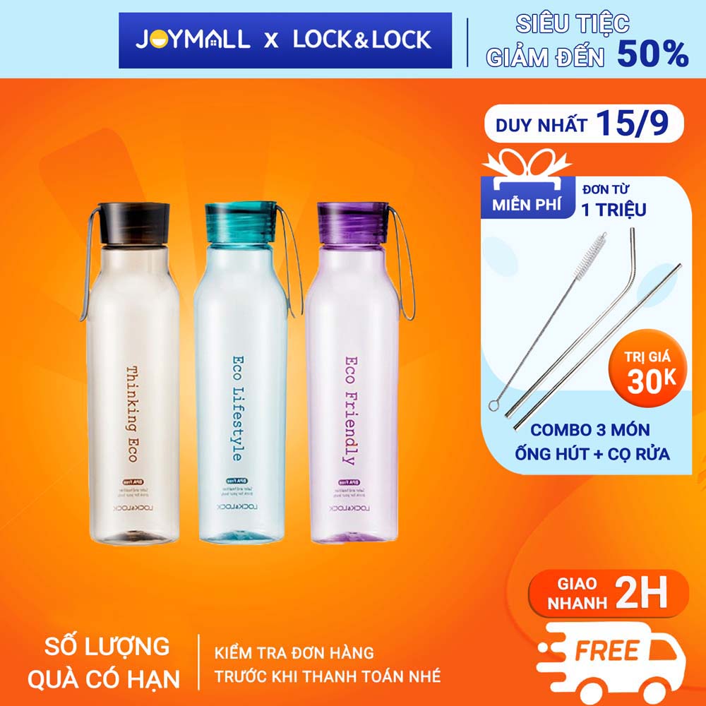 Bình nước nhựa Lock&Lock Eco Bottle ABF644 550ml - Hàng chính hãng, chống rỉ - JoyMall