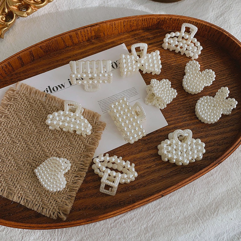 Kẹp tóc đính ngọc trai giả phong cách cổ điển thời trang thanh lịch dành cho nữ